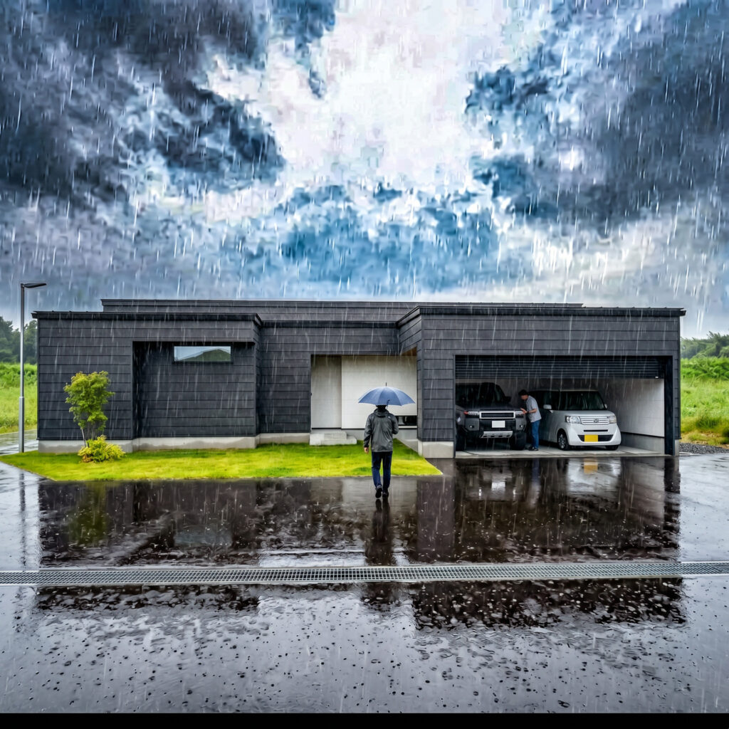 津山市・真庭市・美作市で建てる！台風にも強い「インナーガレージ」のメリットとは？🚗🌀
