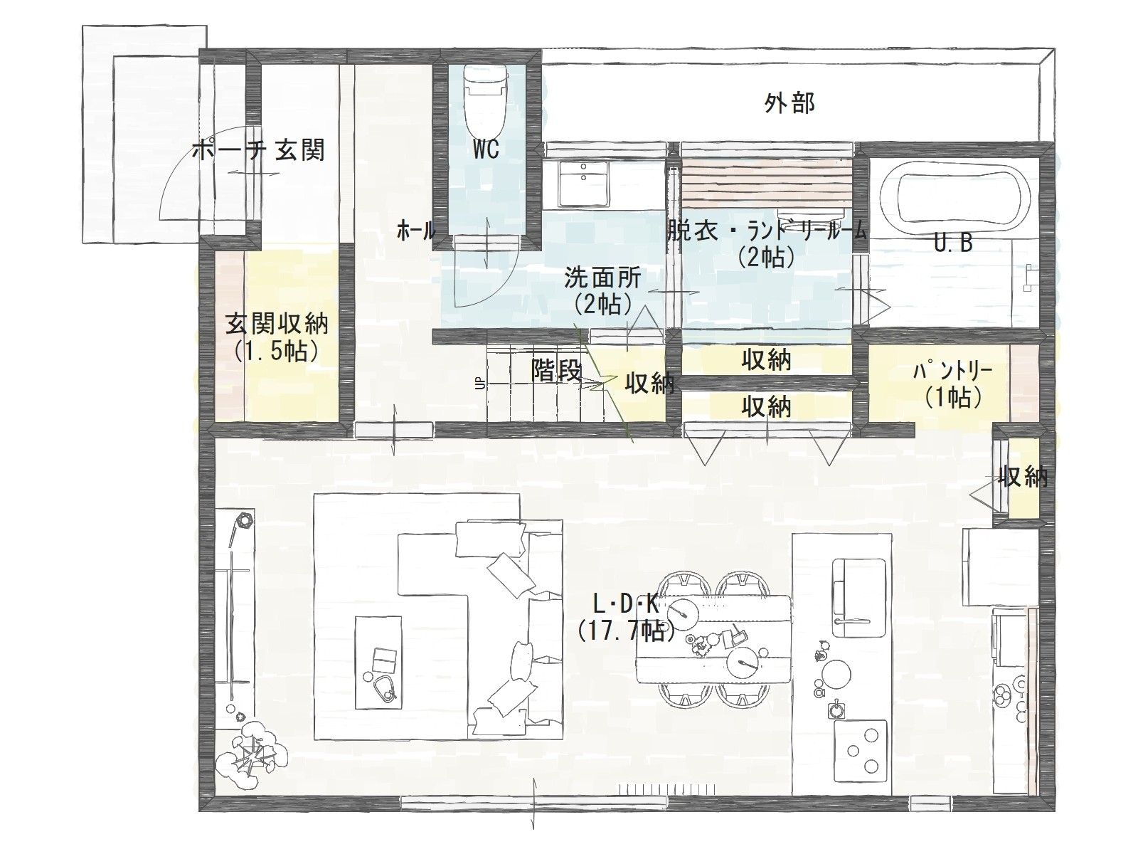 ALBA 2階建て28坪 1階平面図