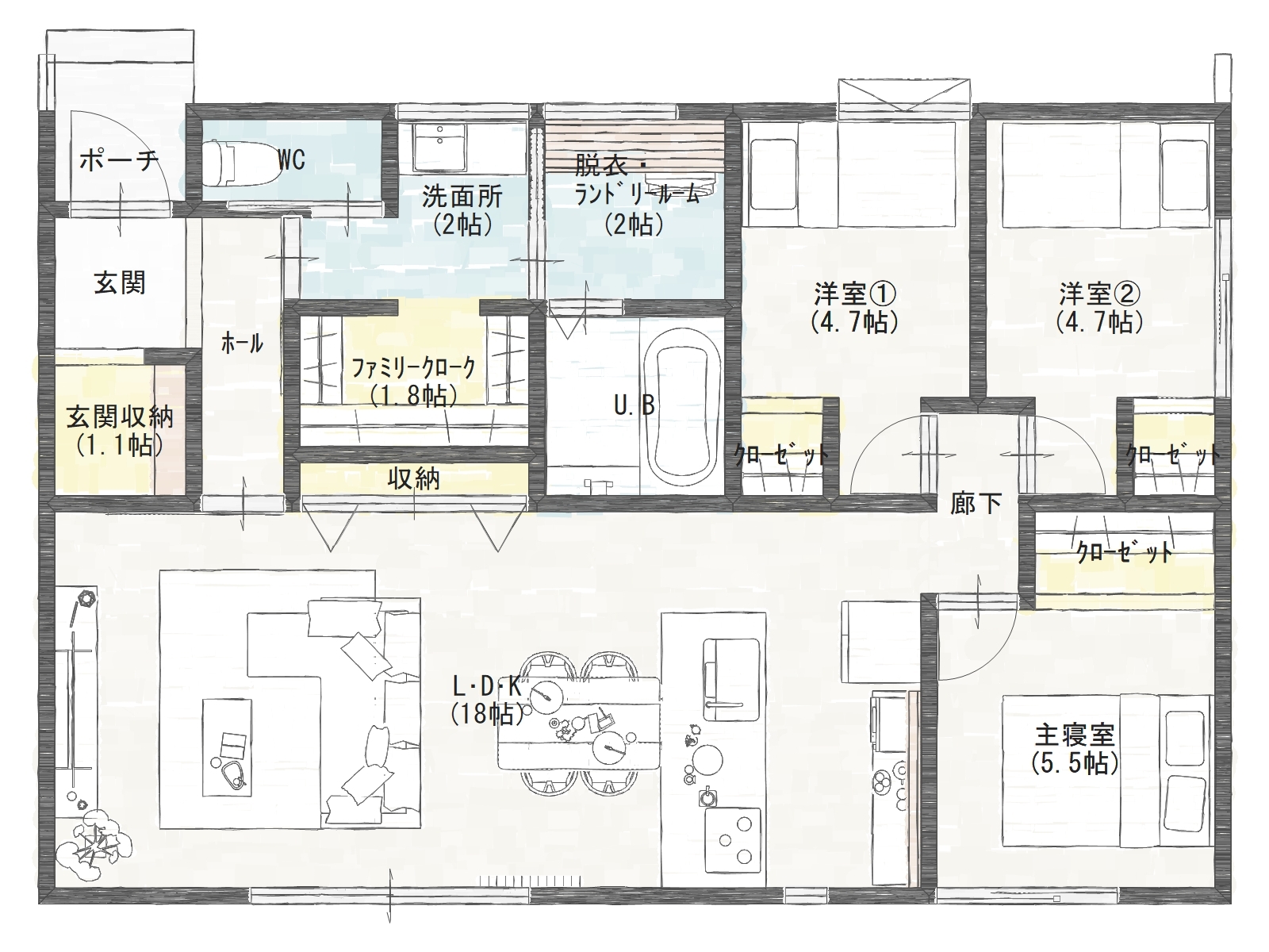 ALBA 平屋24坪 3LDKの平面図
